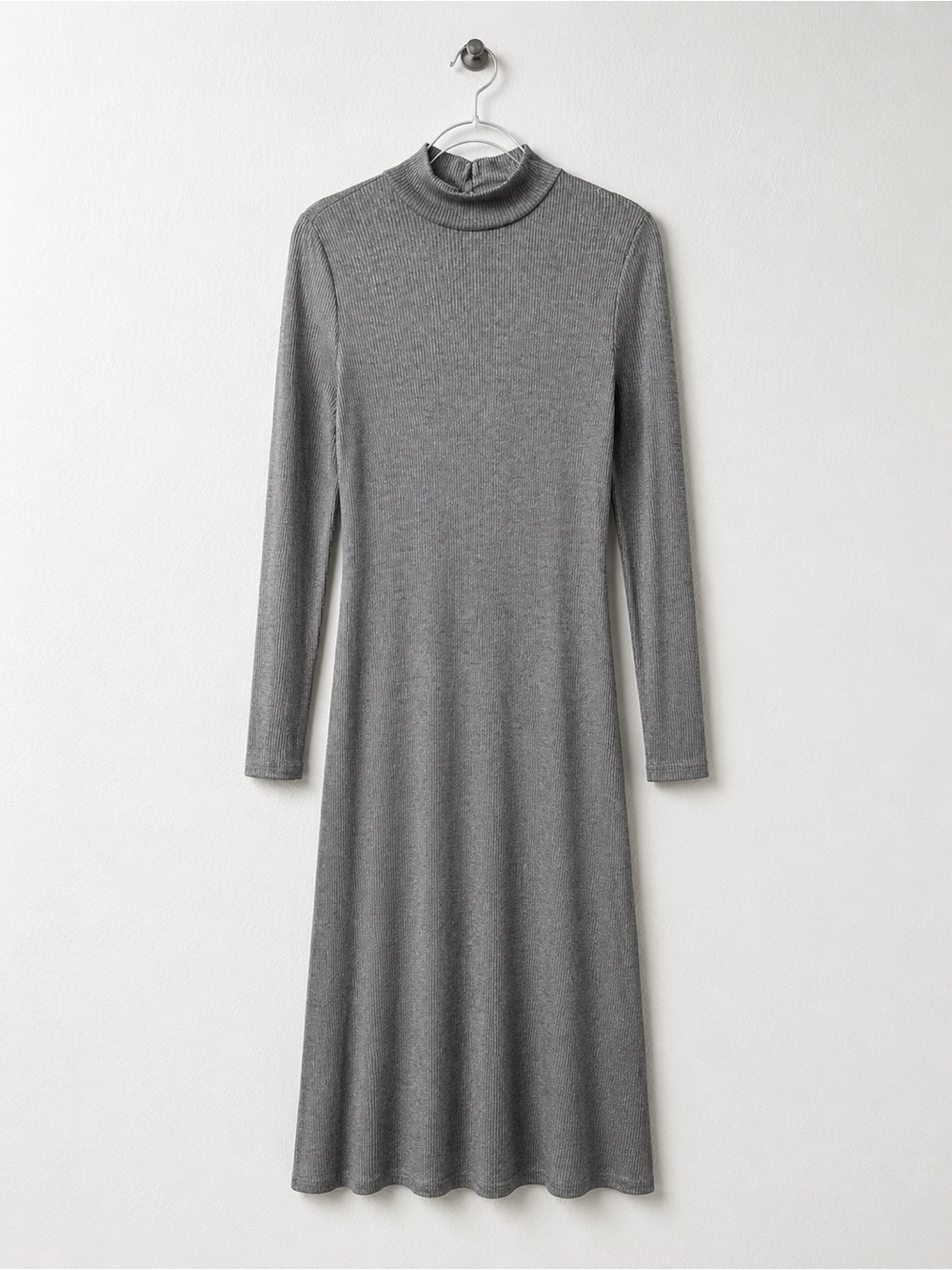Walter Baker Gray Rib Knit Mock Neck Midi Dress Silk Blend NWT Size M